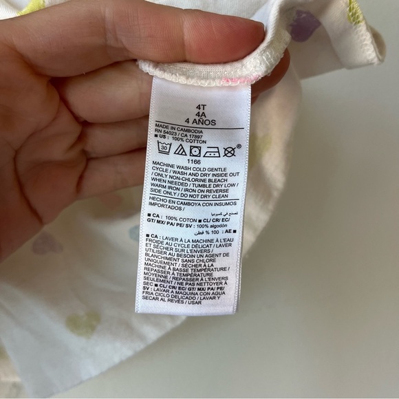 🌼 5/$25 Old Navy Girls Heart Print Dress White Multicolor Short Sleeve Size 4T - Picture 4 of 8